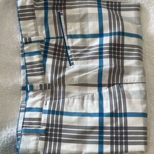 Nike White and Blue Plaid Golf Shorts